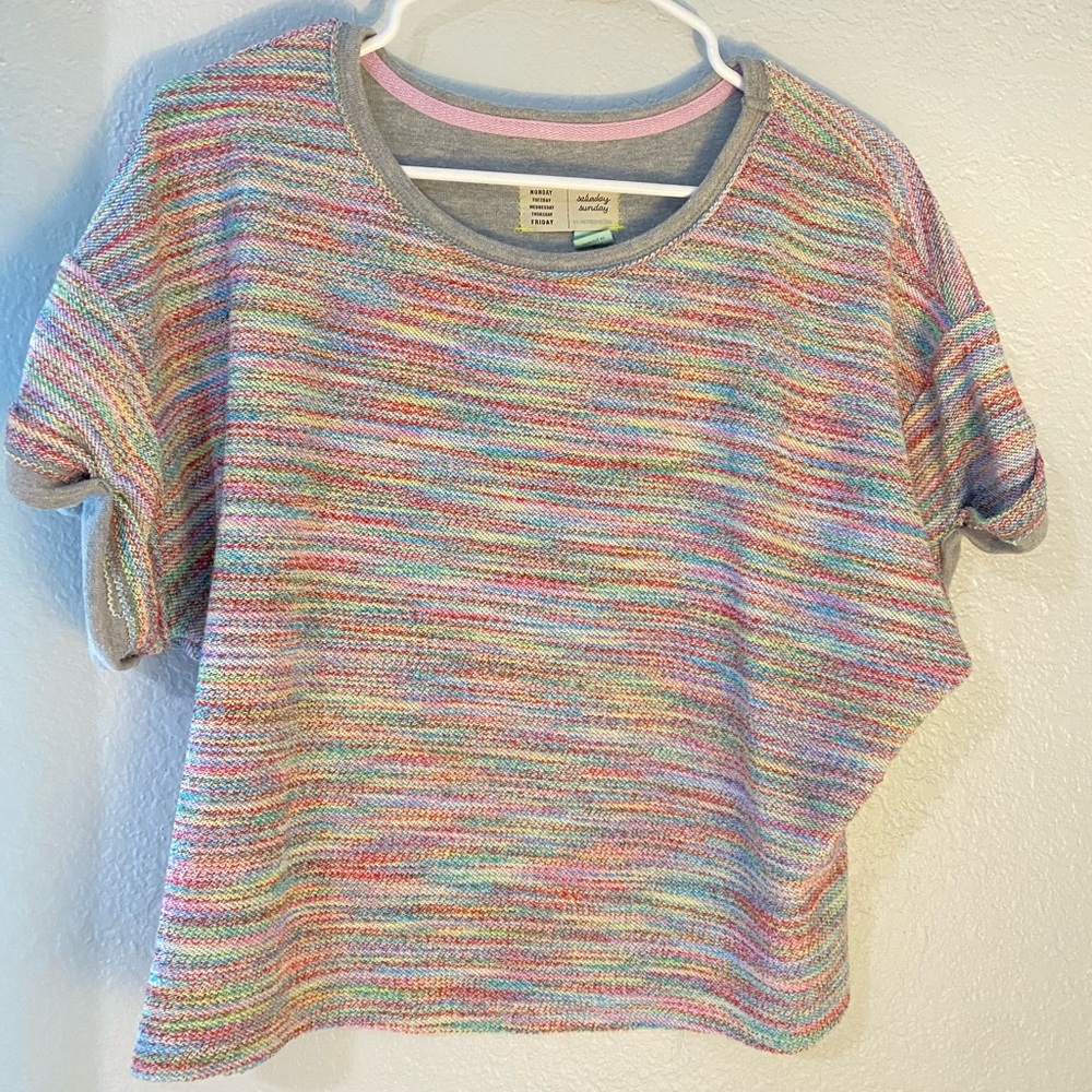 Colorful Knit Short Sleeve Top